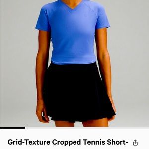 LULULEMON NWT Grid textured cropped tennis short sleeve in Wild indigo💙 Size 8